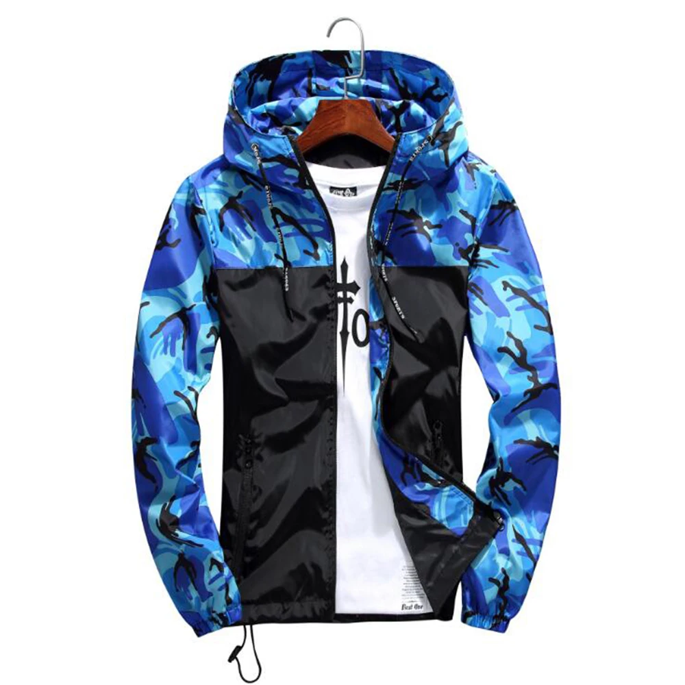 Men Hip Hop Streetwear Hooded Jackets Men'S Camouflage Color Block Pullover Bomber Hooded Jacket Fashion Tracksuit Plus Size 5XL