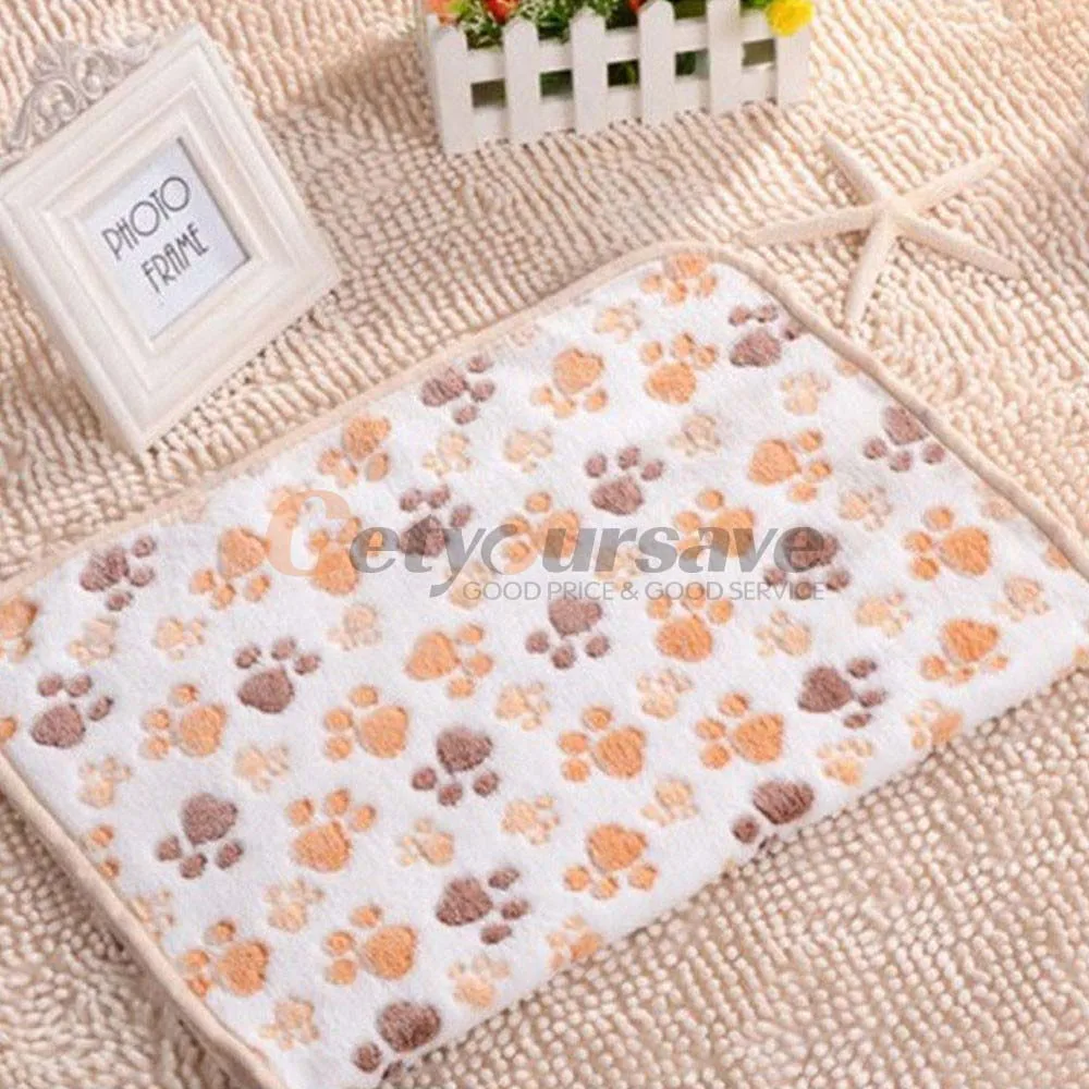 Милое маленькое теплое одеяло для домашних животных с отпечатками лап собаки кошки хомяки щенок флис мягкие кроватки коврик подушка - Цвет: White