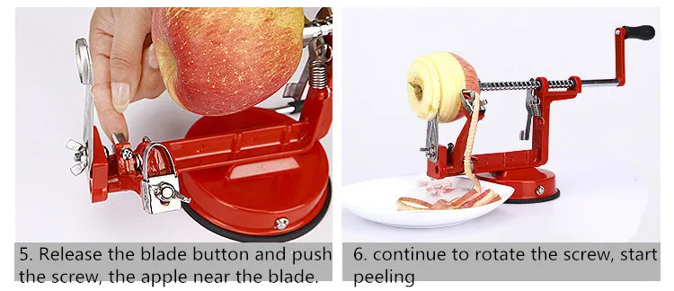 3 в 1 из нержавеющей стали Фрукты Яблоко зестер Груша Овощечистка Corer Slicer всасывающая База Красный