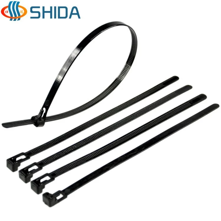 50 pcs 8 x 450 mm Black and White Releasable Nylon Cable Ties Plastic
