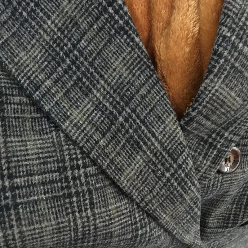 Женское клетчатое пальто с длинным рукавом базовое длинное отворотом 2017|coat