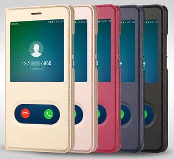 

100pcs/lot Flip Cover PU Leather Case with Window for Huawei Honor V10 / Honor 7X / Mate 10 Pro / Mate 10 Lite / Nova 2S