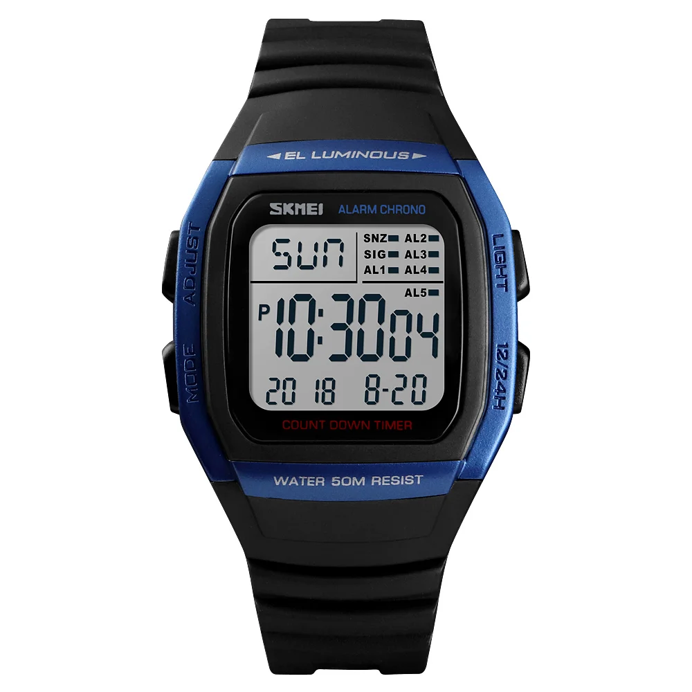 Новые SKMEI модные часы мужские часы спортивные цифровые часы водонепроницаемые будильник мужские наручные электронные часы мужские Relogio Masculino - Цвет: Blue