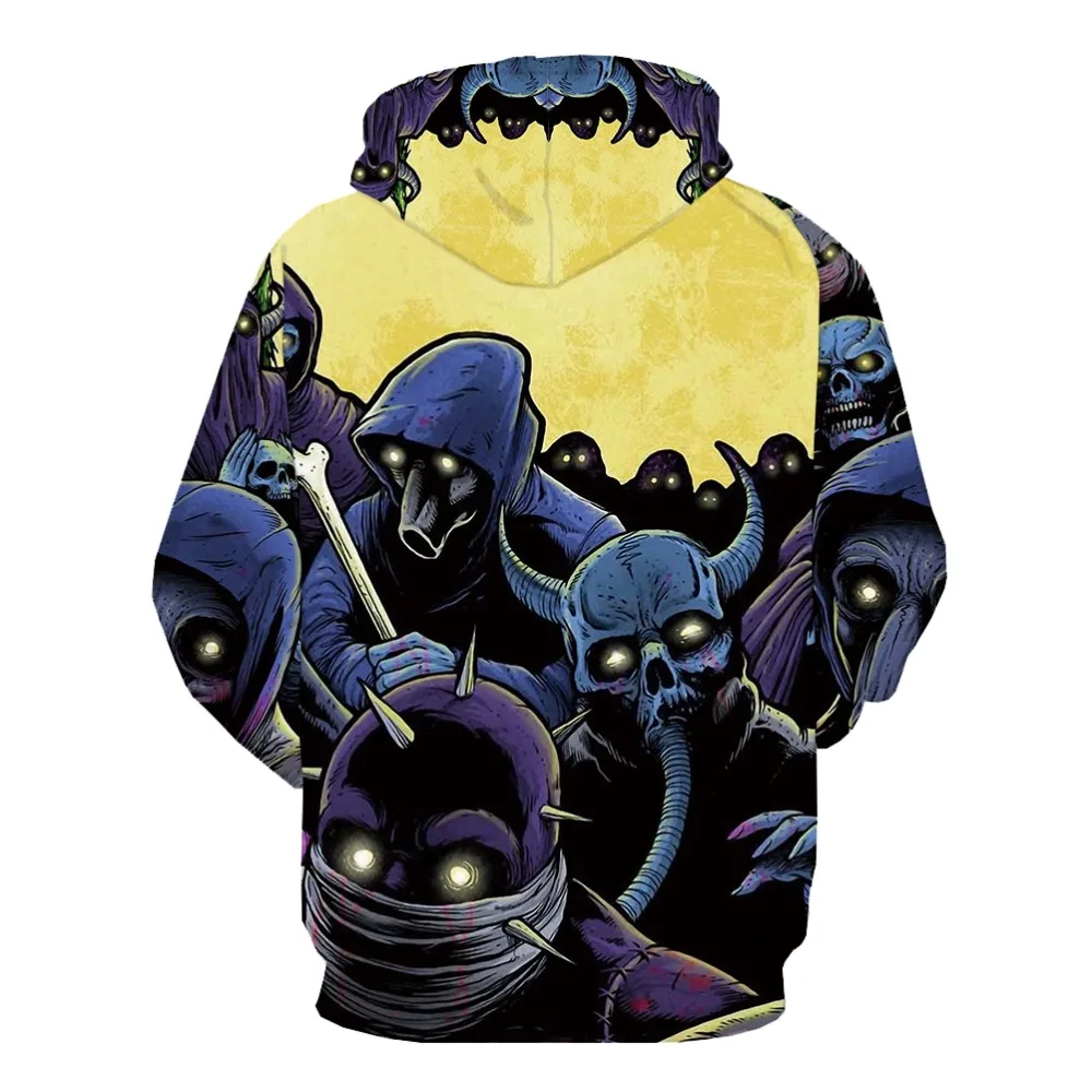 KYKU Brand Skull Hoodie Men Skeleton Hooded Casual War Hoody Anime Harajuku 3d Printed Gothic Sweatshirt Printed Unisex Hip Hop