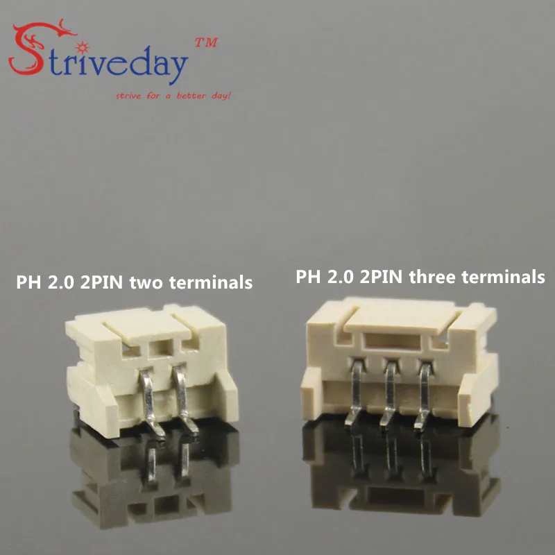 100 шт./лот светодиодная SMD Клеммная колодка 2p высокотемпературная пламя PH2.0