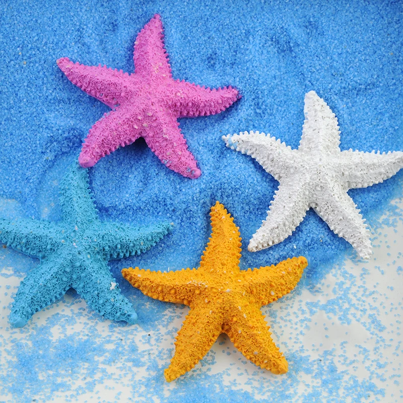 

Exquisite Ornament Simulation Resin Starfish Blue Sand White Stone DIY Beach Craft Photography Prop for Wedding Party Decoration