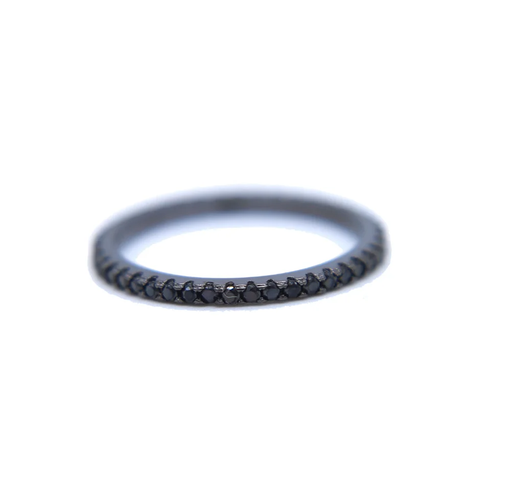 

Elegant black gold color with black cubic zirconia engagement wedding band micro pave full cz circle cz ring 925 silver