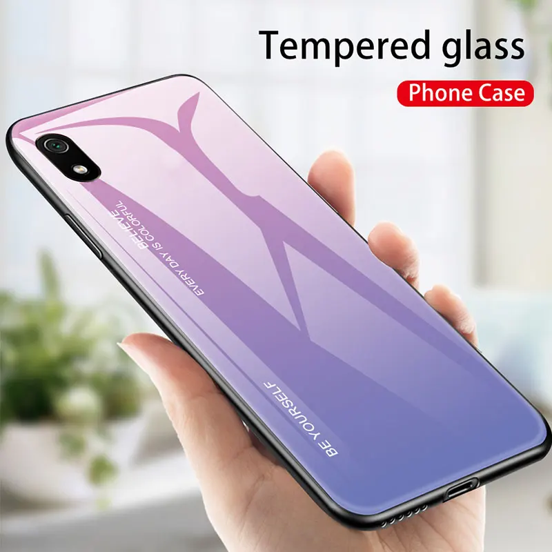 Твердый чехол для Xiaomi Redmi 7A из закаленного стекла с полной защитой мягкий
