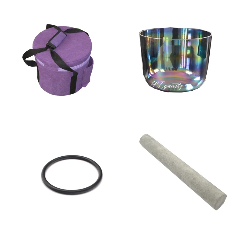 

7 inches Quartz Crystal Singing Bowl with Rainbow Light Customizable Colorful Note C/D/E/F/G/A/B/A# For Yoga with bag