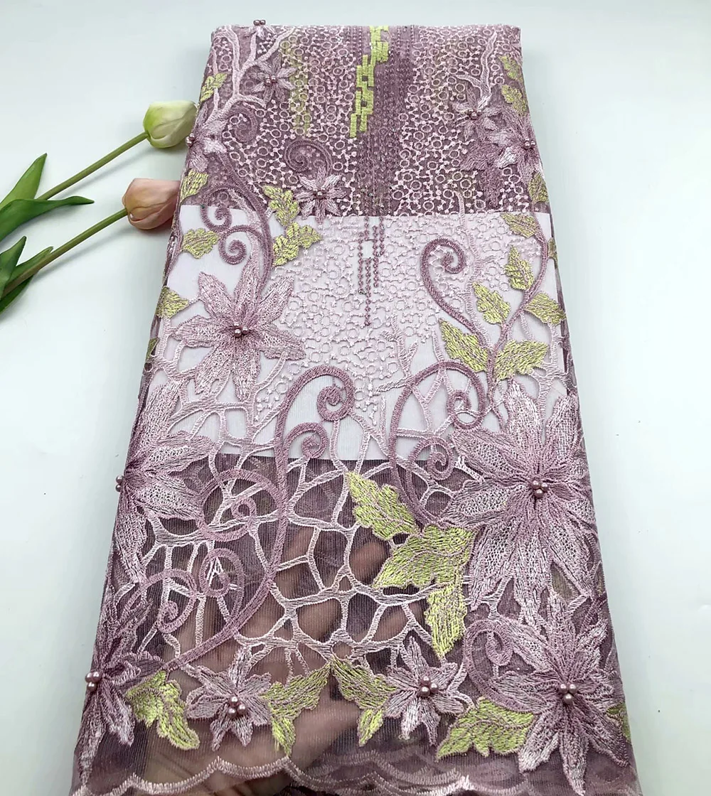 

2019 New fashion dress material swiss cord african guipure lace tulle fabric,beautiful french net lace embroidery with stone