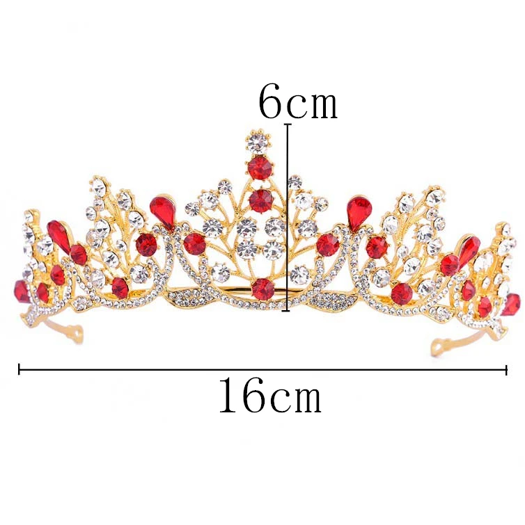 Свадебные красные, синие, Зеленые хрустальные золотые диадемы, короны принцессы для торжеств, выпускного вечера, стразы, тиара, повязка на голову, аксессуары для волос невесты