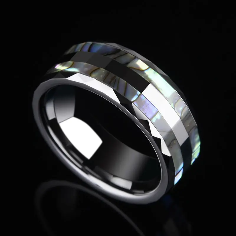 Morrir do Amante da Moda Anéis de Tungstênio Polido com Conchas do Mar Profundo para o Presente de Casamento 8mm de Largura Nova Frete Grátis Tamanho 7-13 4 Joias e Acessórios