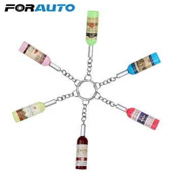 

FORAUTO Car Key Rings Auto Keychain Fashion Wine Bottle Key Chains Car-styling Key Holder Handmade Resin Keyring