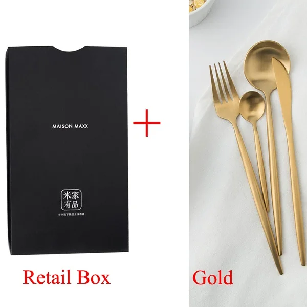 Xiaomi Mijia Maision Maxx ложка из нержавеющей стали набор ножей Ложка Вилка чайная ложка 4 комплекта экологическая цепь бренд - Цвет: Gold With  Box