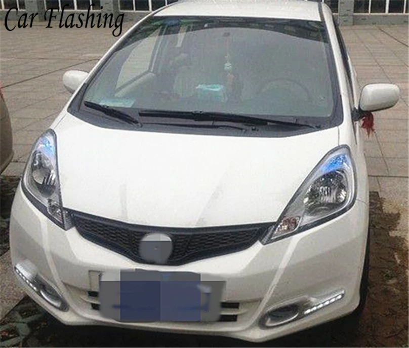 Автомобильный светодиодный Габаритные огни для Honda Jazz fit 2011 2012 2013 DRL Противотуманные фары дальнего света с желтым поворотом сигнальных огней