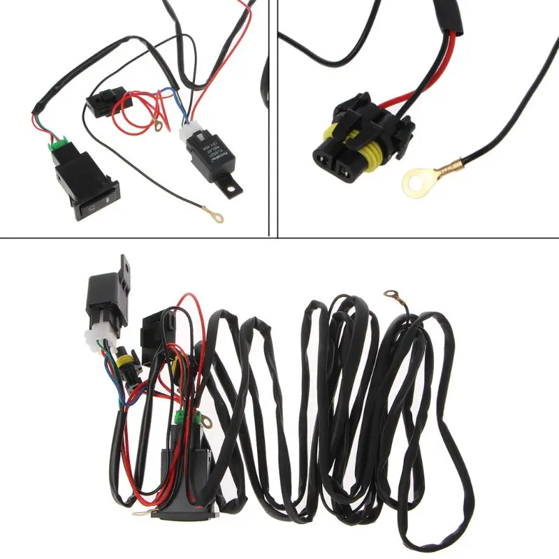 Универсальный 12 V 40A релейный жгут проводов с включением/выключением комплект для автомобиля светодиодный противотуманный фонарь