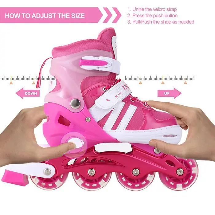 PU Flashing 4 Wheel Inline Skate Children Roller Skates Outdoor Roller Tracer Adjustable Inline Skates Patines Scooters