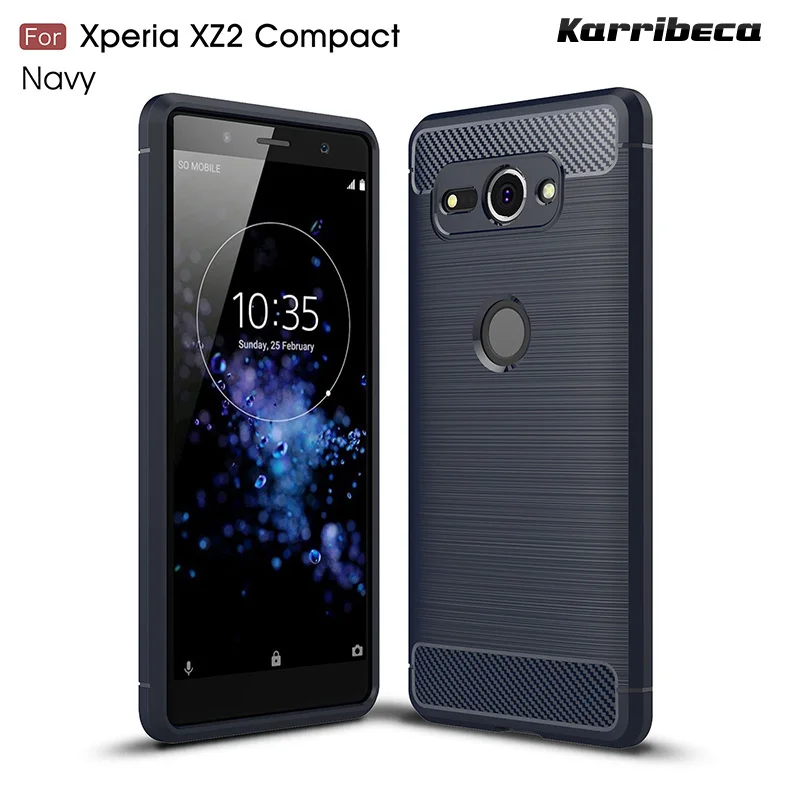 Carbon fiber silicone case for Xperia XZ2 Compact funda coque hoesje rugged armor tpu brushed cover etui tok kryt husa kilifi | Мобильные