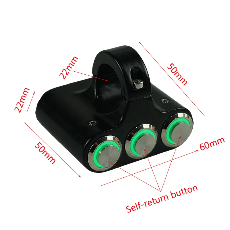 Мотоциклетный переключатель 7/" 22 мм, крепление на руль, переключатель, головной светильник, аварийный тормозной противотуманный светильник, кнопка включения/выключения, алюминиевый светодиодный индикатор