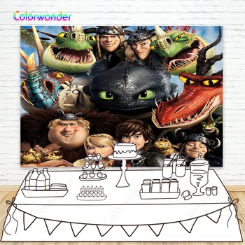 

How To Train Your Dragon 3 Background For Photography Black Dragon With Hickup Backdrop For Children Kids Birthday Party Banner