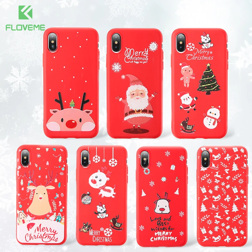FLOVEME Рождество Санта Клаус чехол для iPhone 6 6S 5 5S милый мультфильм мягкий