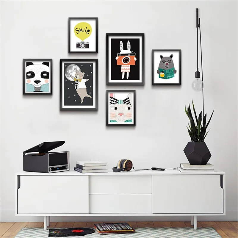 

Modern Nordic Cartoon animals Quote Art Posters and Prints Wall Art Canvas Painting Pictures for Kids Room home decor DP0304