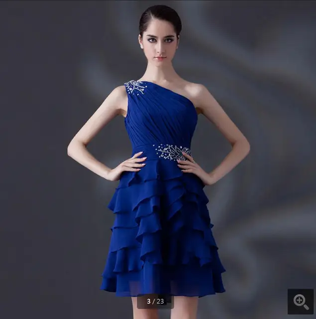 Royal Blue Chiffon Short Party Dresses