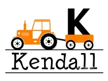 Boys Tractor Name Monogram Wall Stickers Decor Nursery Room Vinyl Wall Decal Graphics Boys Baby Bedroom