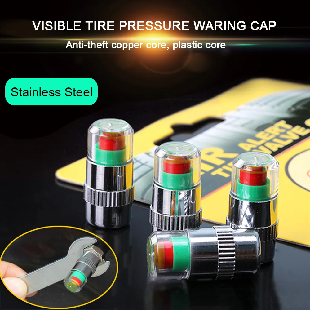 

4PCS Car Styling 2.4bar Car Tyre Tire Pressure Valve Stem Caps Sensor Eye Air Alert Tire Pressure Monitoring Tools Kit