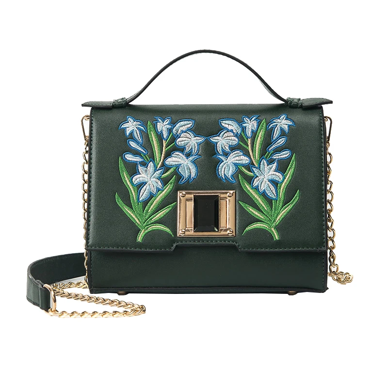 

Woman fashion embroidery small square women 2017 spring and summer new casual shoulder bag trend chain cable Messenger bag