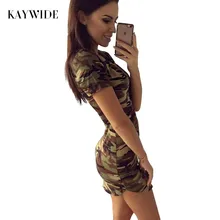 Kaywide 2018 Fashion Women Summer Dress Short Sleeve Sexy Mini Dresses Green Camouflage Print Midi Dress Woman Vestidos S-XL