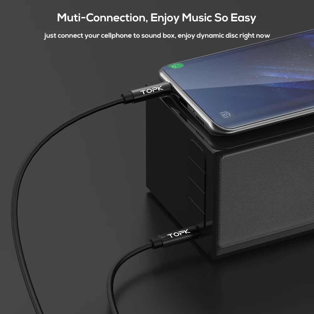 TOPK 3 5 Jack to AUX кабель мм аудио динамик для наушников автомобиля Xiaomi Mi 9 SE Oneplus 7 Pro