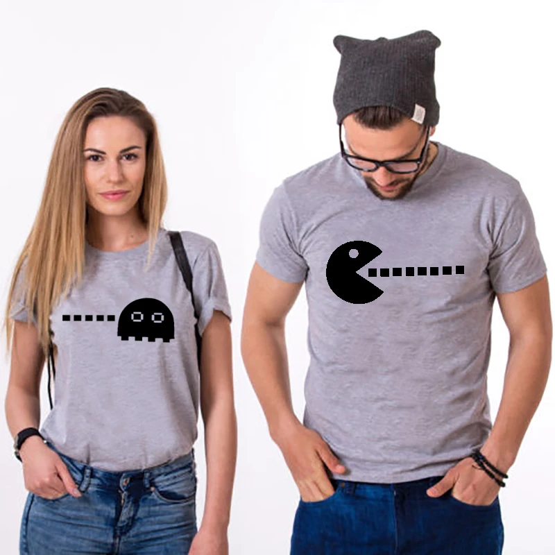 Парная футболка парная одежда Pacman муж и жена Graphic Забавные футболки подарок на