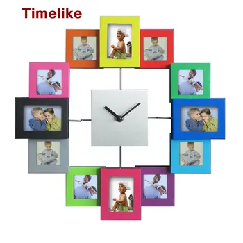 

Large Decorative Wall Mounted Time Clocks 12 Pictures Photo Frame Clock Quartz Mechanism Horloge Wathces