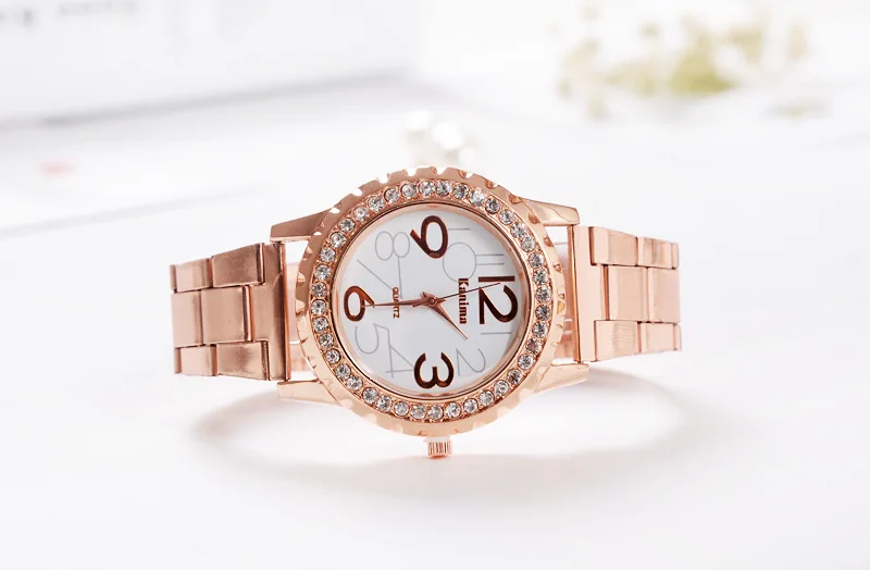Для женщин часы Нержавеющая сталь со стразами золотые кварцевые часы модные роскошные женские часы марки часы наручные часы Relogio feminino