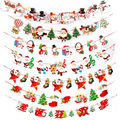 Рождественская гирлянда Рождественская декоративная панель лента для домашнего украшения елки Санта Снеговик Noel флаги Рождественская гирлянда год