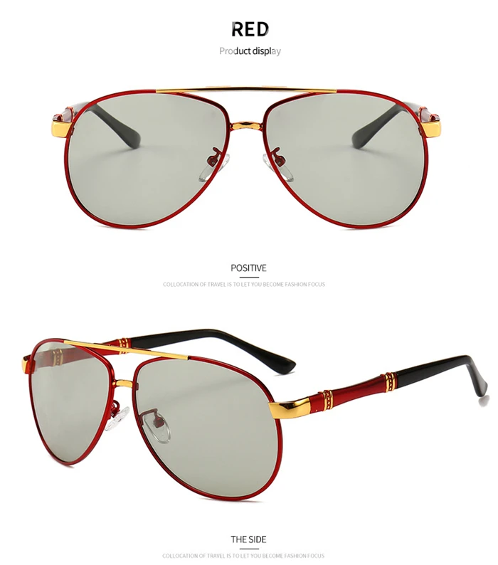 Фотохромные очки Для мужчин пилот поляризованные солнцезащитные очки ретро дневное и Ночное видение очки для Для Мужчин's Хамелеон очки