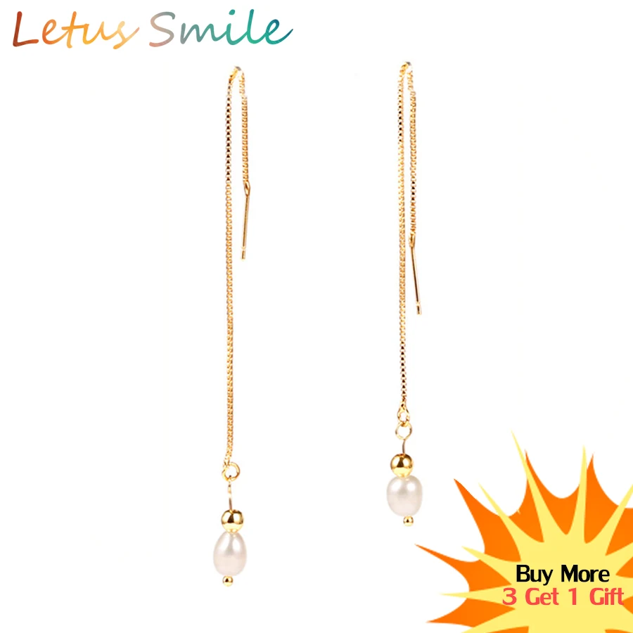 

Fashion Nature Pearls Drop Earring Gold Long Ear Line Earrings for Women Boho Dangle Earring Fine Ear Jewelry Gift Brincos 2019