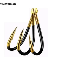 YINGTOUMAN 5 сумка(15 шт.)/лот 1#-15# черный золотой двойной корыто Iseini зизу Канто с/без колючей крючок рыболовные снасти