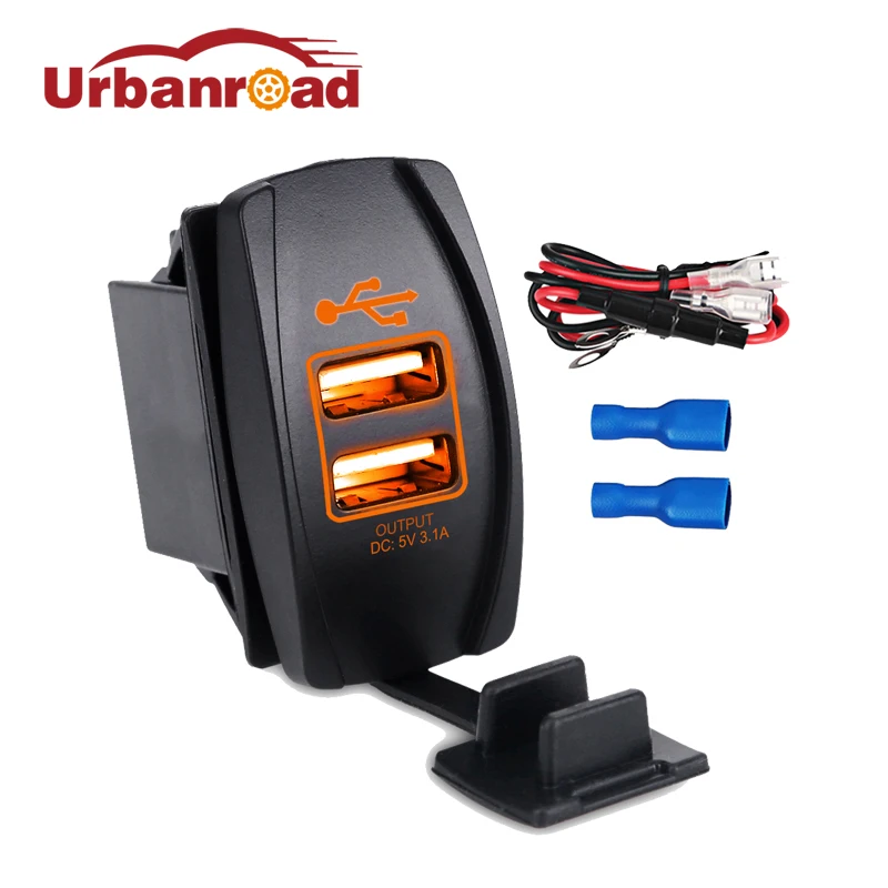 Красный DC 12 24V двойной USB порт автомобильное зарядное устройство гнездо