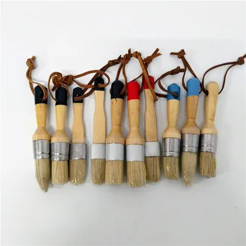 

10 PC Wooden Handle Chalk Paint Pointed Brush Bristle Chalk Oil Painting Wax Brush Artist Art Supplies Hand tool set free sh