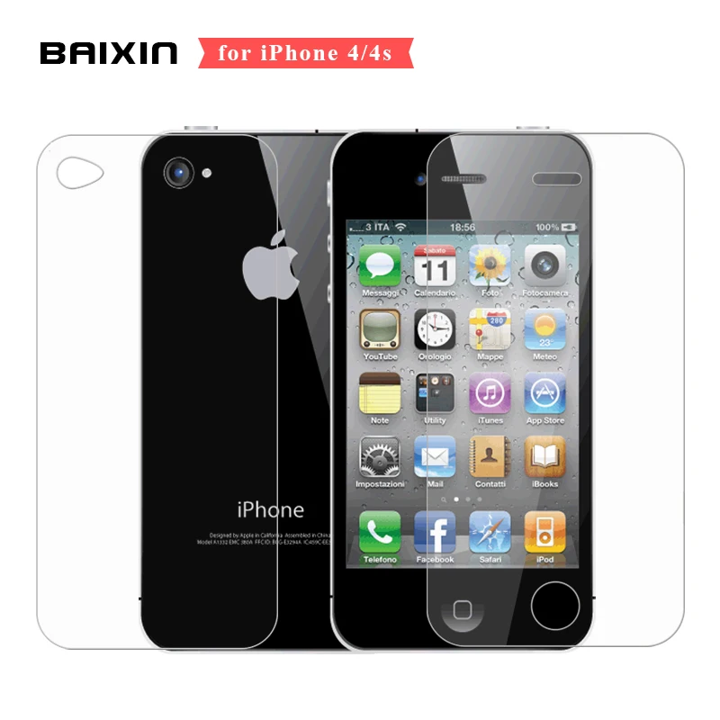 

Baixin Front and Back Tempered Glass for iphone 4S Screen Protector for iphone 4 Protective Front Film 9H HD