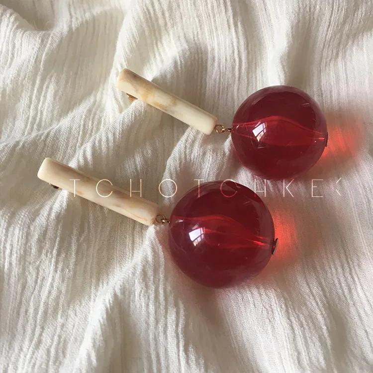 Вечный чудо-глэм, серьги-гвоздики из каучука с геометрическими шариками для женщин, вечерние серьги, подарок Brincos, Подиумные серьги с красной полоской, 3622