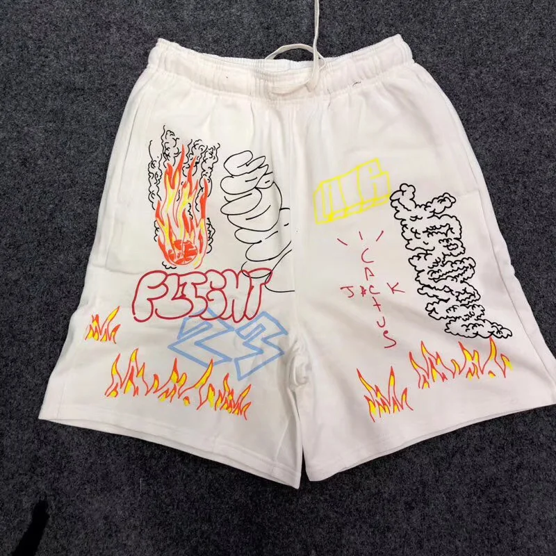 19SS летние Трэвиса Скотта AstroWorld Tour граффити шорты черные белые мужские Шорты