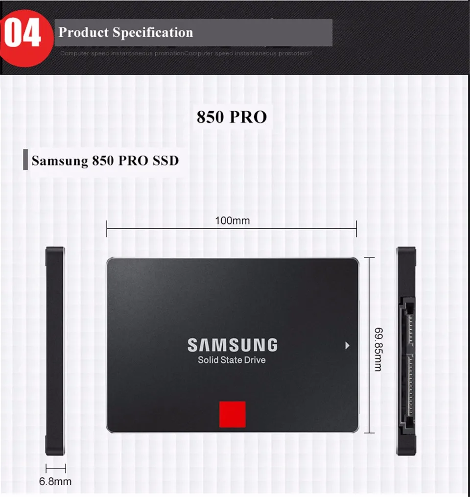 SAMSUNG SSD 128G 256G 512G 1TB 850 PRO Internal Solid State Disk Drive SATAIII SATA 3 for Laptop Desktop PC 128 256 512 GB 128G (8)