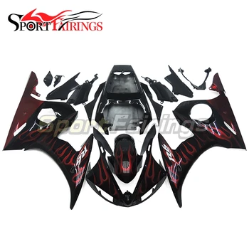 

Black Red Flames Complete Cowling For Yamaha R6 05 2005 Plastics ABS Motorcycle Full Fairing Kits R6 YZF600 Covers Carenes New