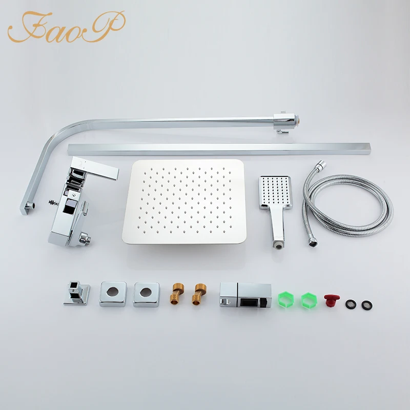 FAOP shower faucets chrome mixer faucet for bathroom mixer bathroom shower set waterfall shower system ducha