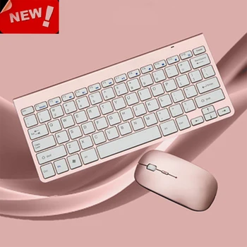 

2020 New English 2.4G Ultra-Thin Chocolate Key Wireless Full Keyboard Mouse Combos for Office Laptop Pc Window XP Smart TVBox