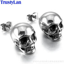 Панк рок череп мужские серьги для женщин нержавеющая сталь маленькие серьги гвоздики ювелирные изделия Прямая поставка подарок