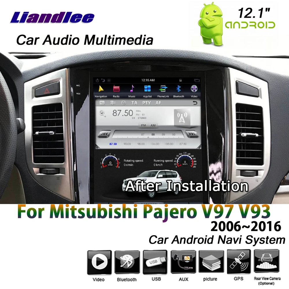 Liandlee 12,1 дюймов для Mitsubishi Pajero V97 V93 2006~ автомобильный Android 2+ 32G в вертикальном положении, Экран gps навигационная карта навигации